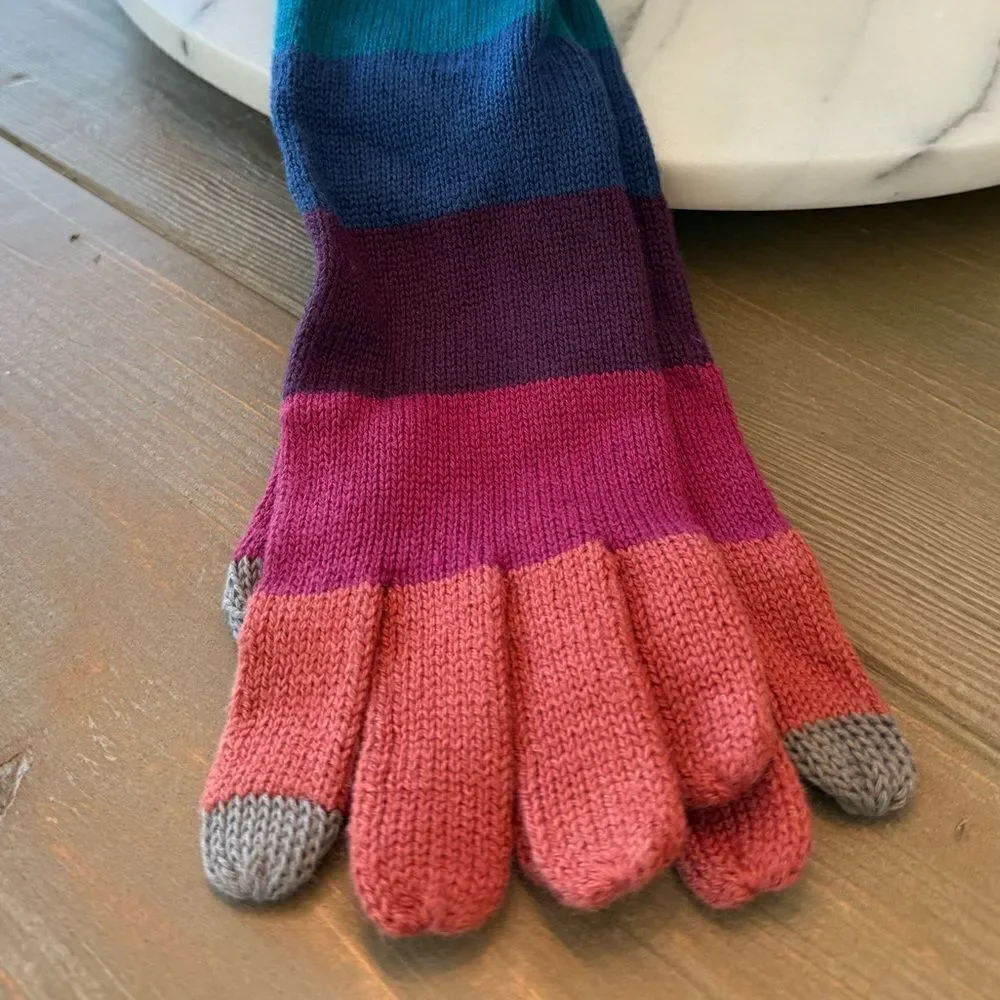 NWT Kurt Geiger London Womens Rainbow Cotton Tech Gloves
